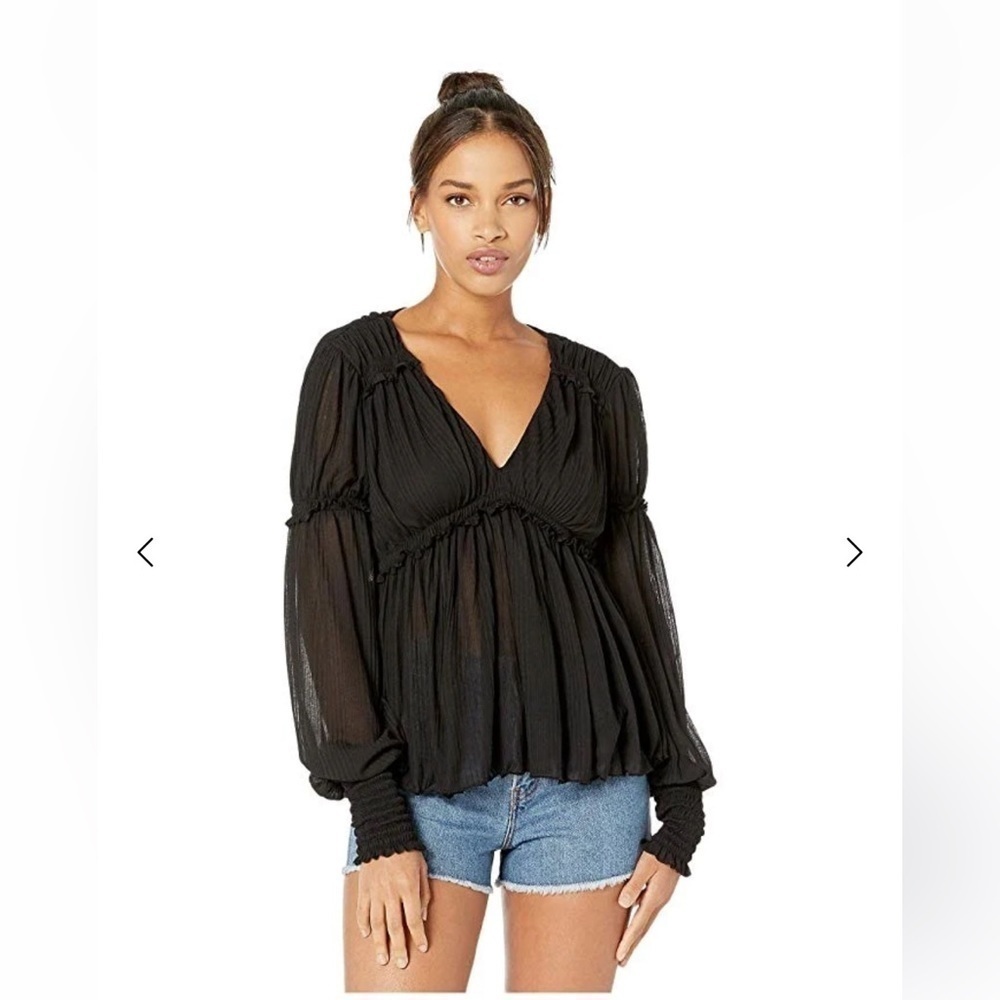 Free People Day Dreaming Balloon Sleeve Top Size S - Picture 2 of 11